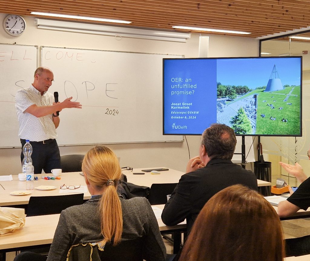 Mr. Joost Groot Kormelink from TU Delft speaking at the session titled "Open Education: A Broken Promise?". (8.10.2024)